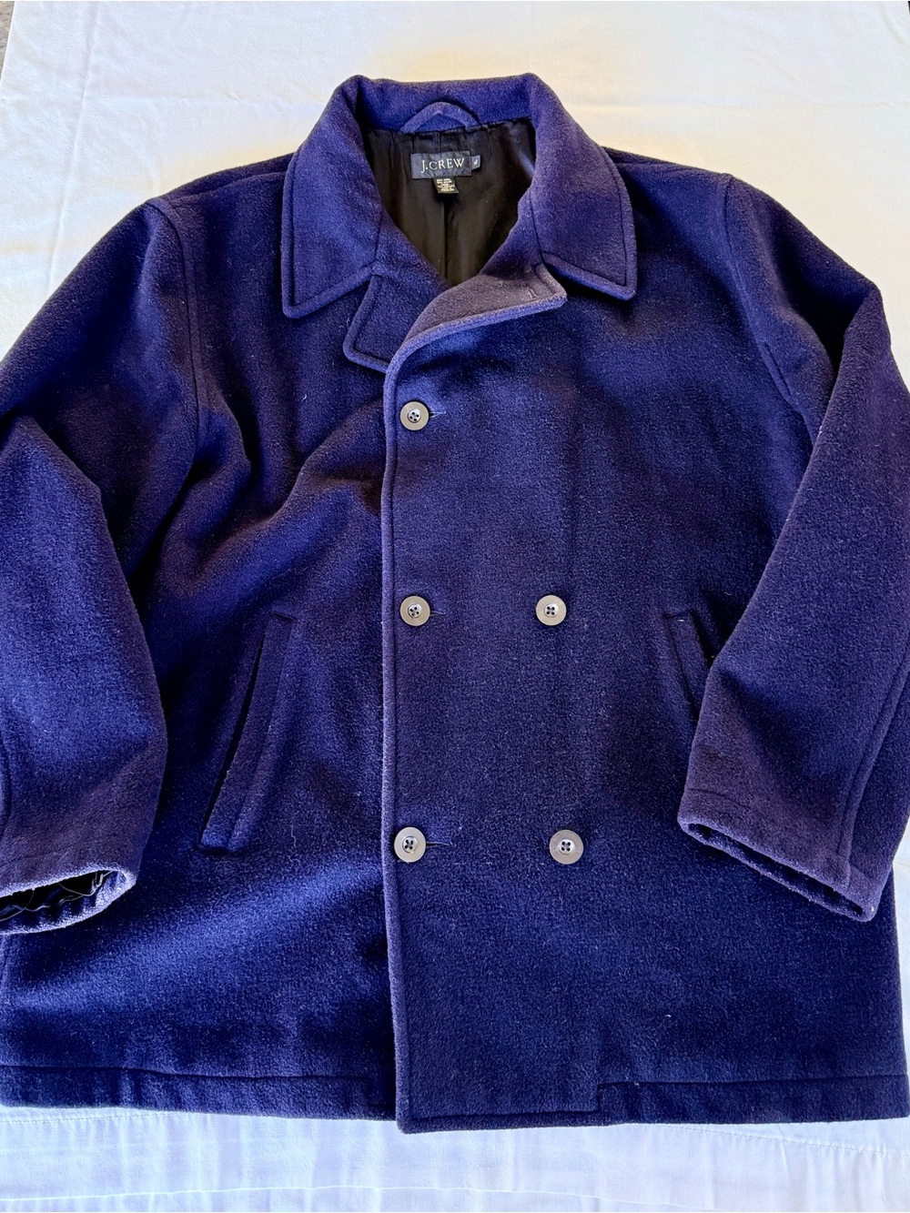 J.Crew Navy Wool Blend Double Breasted Peacoat Men’s XL